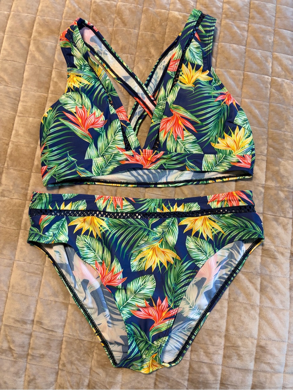 Tropical Floral Navy Bikini Set - Women